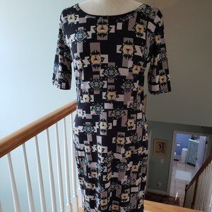 Lularoe Julia Dress M NWOT Black, White, Grey Azte
